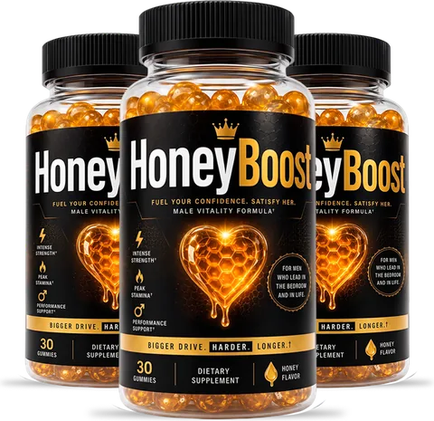 3 bottles of HoneyBoost men's wellness gummies